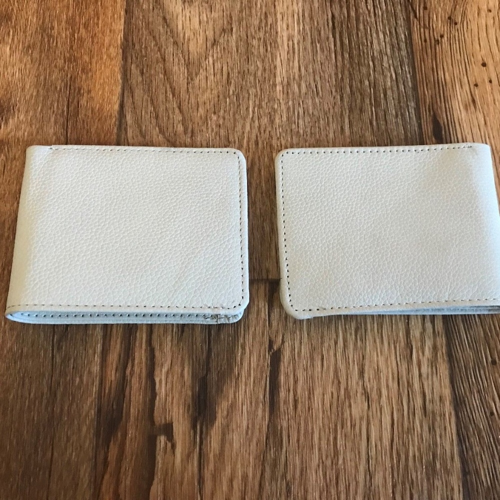 Lot 2 Men's White Wallet Supreme Genuine Leather - Picture 2 of 6
